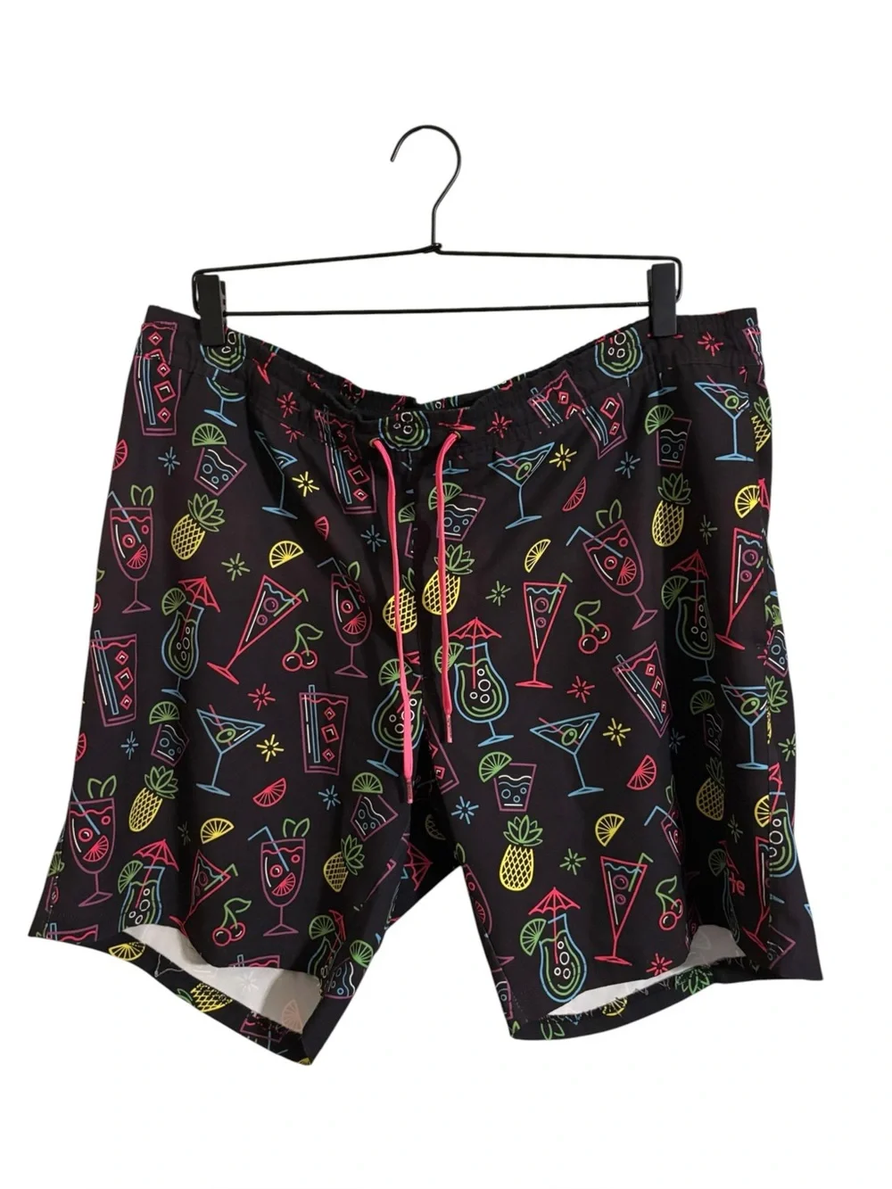 Tipsy Elves Black Neon Vacation Print Swim Trunks Mens XL